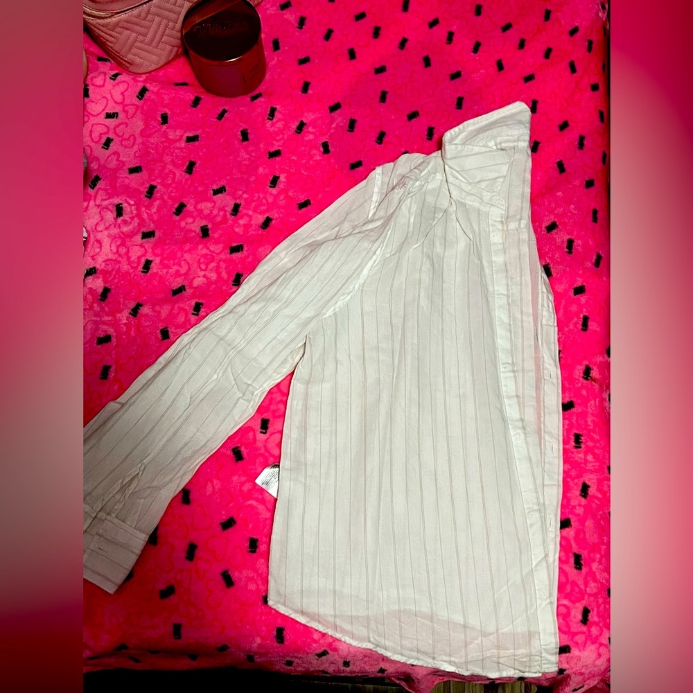 White Button Down Tee 🤍